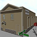 3D rendering of right-front view with gable